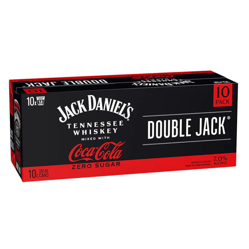 Jack Danielās Double Jack & Coca Cola Zero 7% 330ml 10pk cans