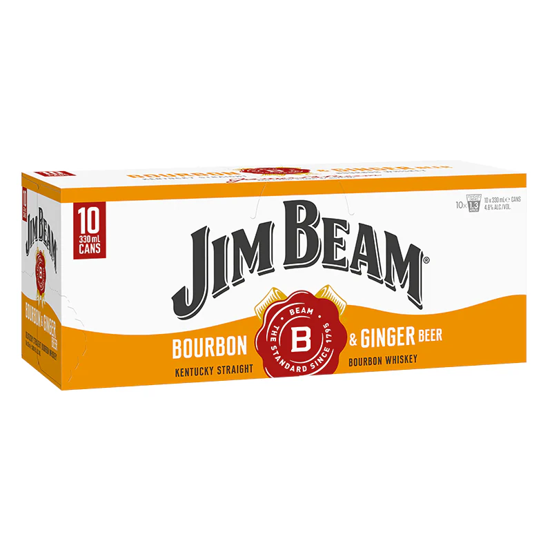 Jim Beam Bourbon & Ginger Beer 4.8% Cans 10x330ml